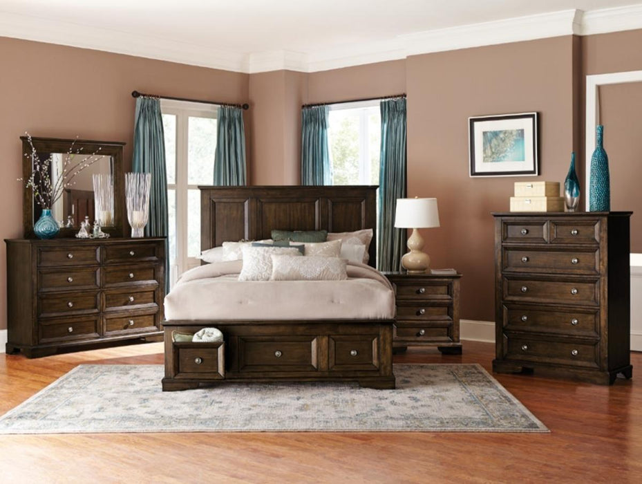 Eunice Queen Platform Bed with Footboard Storage in Espresso 1844DC-1